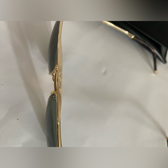 YSL SAINT LAURENT SL211 Unisex Pilot Metal 60mm Sunglasses in Gold/Green S2013 - Picture 9 of 16